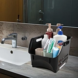 stackable open-front plastic storage bin,